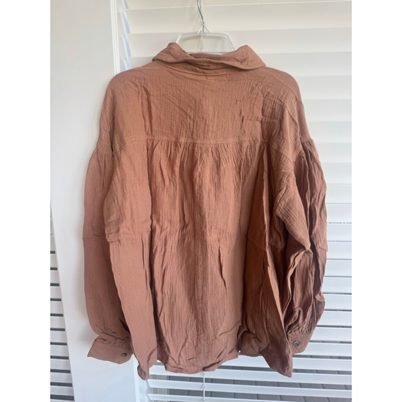 Women's Entro Brown Button Down Shirt in camel - Picture 3 of 3